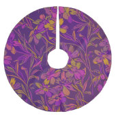 Botanisches feines Muster in dunklem Lila Polyester Weihnachtsbaumdecke (Vorderseite)