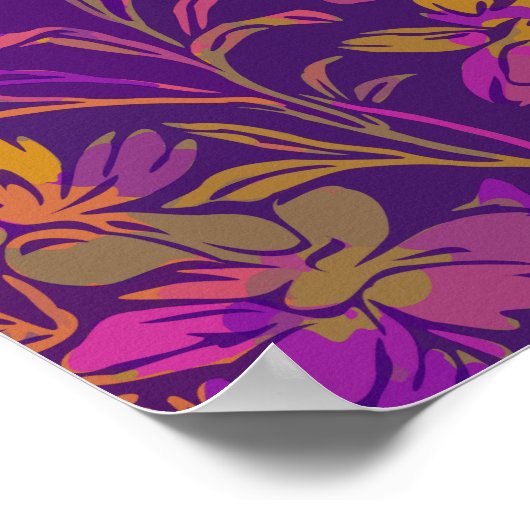 Botanisches feines Muster in dunklem Lila Poster (Ecke)