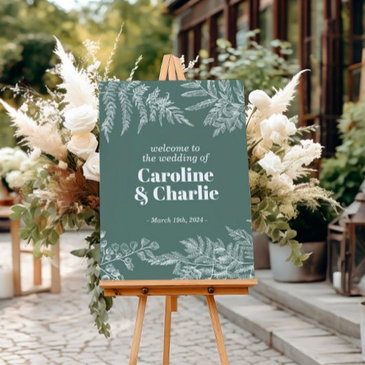 Botanisches Fern Woodland Hochzeit Begrüßungszeich Poster