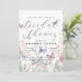 Botanisches Flora-Elegant Boho Butterfly Bridal Einladung (Stehend Vorderseite)