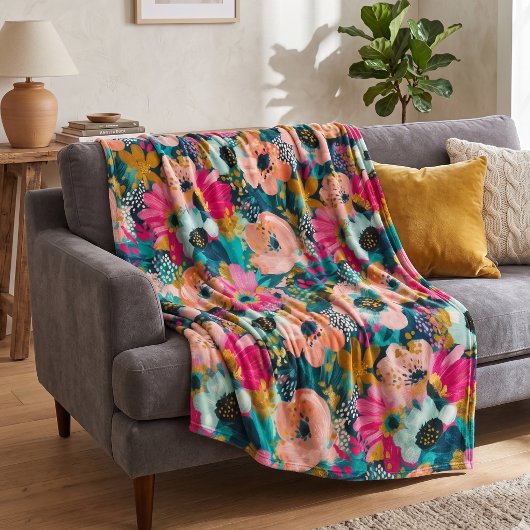 Botanisches Floral  Fleecedecke