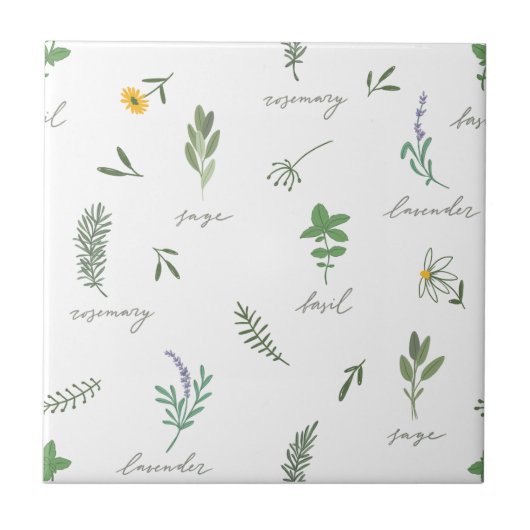 Botanisches Floral Fliese (Vorderseite)