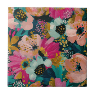 Botanisches Floral  Fliese