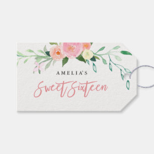Botanisches Floral Wasserfarbe Süß 16 Tags Geschenkanhänger