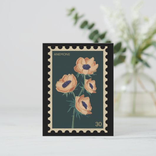 Botanisches florales Anemon - Winde Postkarte (Stehend Vorderseite)