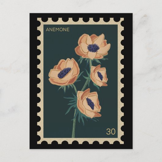 Botanisches florales Anemon - Winde Postkarte (Vorderseite)