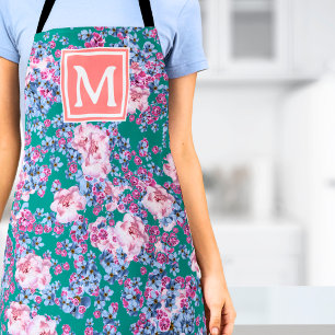 Botanisches Florales Blumen Trendy Monogramm Schürze