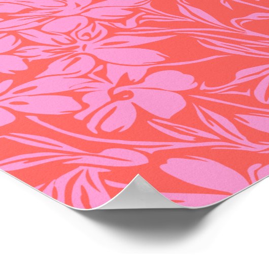 Botanisches florales Boho Art Design in Rosa und R Poster (Ecke)