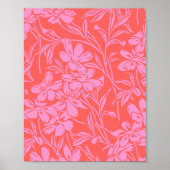Botanisches florales Boho Art Design in Rosa und R Poster (Vorne)