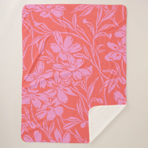 Botanisches florales Boho Art Design in Rosa und R Sherpadecke