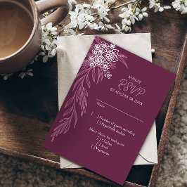 Botanisches florales Burgundy Dusty Rose Wedding RSVP Karte