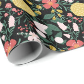 Botanisches florales festliches Gartenmuster Schwa Geschenkpapier (Rolleneckpunkt)