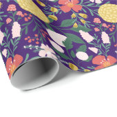 Botanisches florales Gartenmuster Lila Geschenkpapier (Rolleneckpunkt)