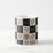 Botanisches florales Leder-Optik-Patchwork gestick Kaffeetasse (Mittel)