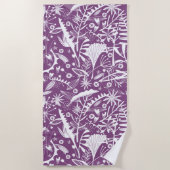 Botanisches florales Lila Strandtuch (Vorderseite)