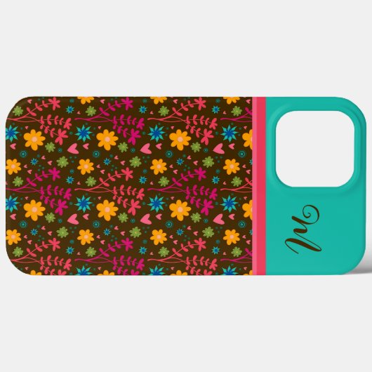 Botanisches florales Modern Initial Fun Trendy Case-Mate iPhone Hülle (Rückseite (Horizontal))