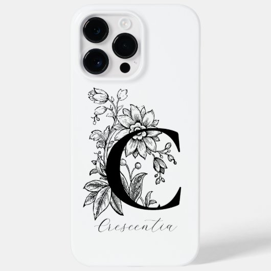 Botanisches florales Monogramm Buchstaben C Name Case-Mate iPhone Hülle (Rückseite)