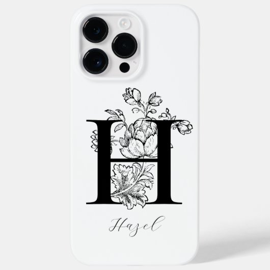 Botanisches florales Monogramm Buchstaben H Name Case-Mate iPhone Hülle (Rückseite)