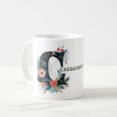 Botanisches florales Monogramm Letter C personalis Kaffeetasse (Vorderseite Links)