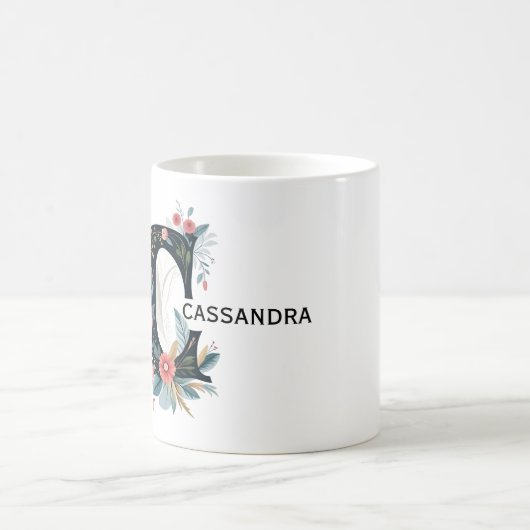 Botanisches florales Monogramm Letter C personalis Kaffeetasse (Mittel)