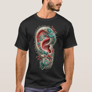 Botanisches florales Ohr Stickerei Boho Natur T-Sh T-Shirt