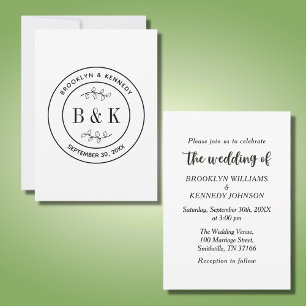 Botanisches Florales Spaß Monogramm Hochzeitspaar  Einladung
