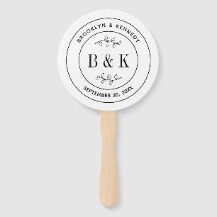 Botanisches Florales Spaß Monogramm Hochzeitspaar Fächer
