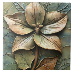 Botanisches florales Trillium-Fauxrelief Fliese