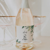 Botanisches Foliage-Brautparty Schaumweinetikett