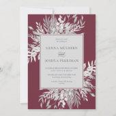Botanisches Foliage Burgundy Gray Wedding Einladun Einladung (Vorderseite)