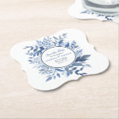 Botanisches Foliage Script Navy Blue Save the Date Untersetzer (angewinkelt)