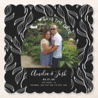 Botanisches Foto aus gezogenem Leaf Save the Date