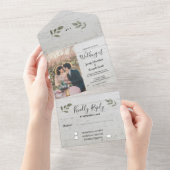 Botanisches Foto aus rustikalem Holz All In One Einladung (Abreißen)