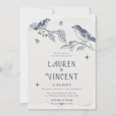 Botanisches Foto & Birds Classic Vintage Wedding Einladung (Vorderseite)