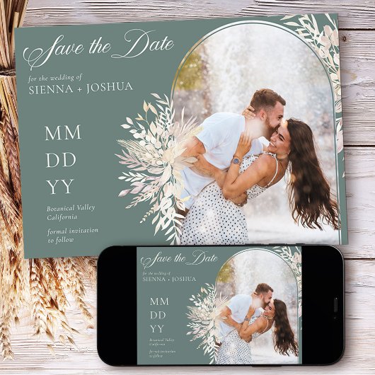 Botanisches Foto Blattgrab grün Save The Date