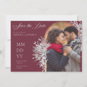 Botanisches Foto Botanisches Foliage Burgund Horiz Save The Date (Vorderseite)