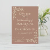 Botanisches Foto Hochzeit der Moscha Mousse Save The Date (Stehend Vorderseite)