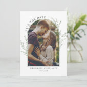 Botanisches Foto Hochzeit Save The Date (Stehend Vorderseite)