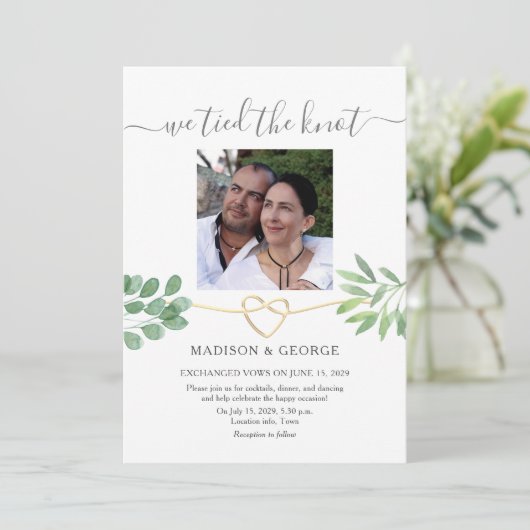 Botanisches Foto Hochzeitsempfang Einladung (Stehend Vorderseite)