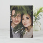 Botanisches Foto-Hochzeitsfeier Save The Date (Stehend Vorderseite)