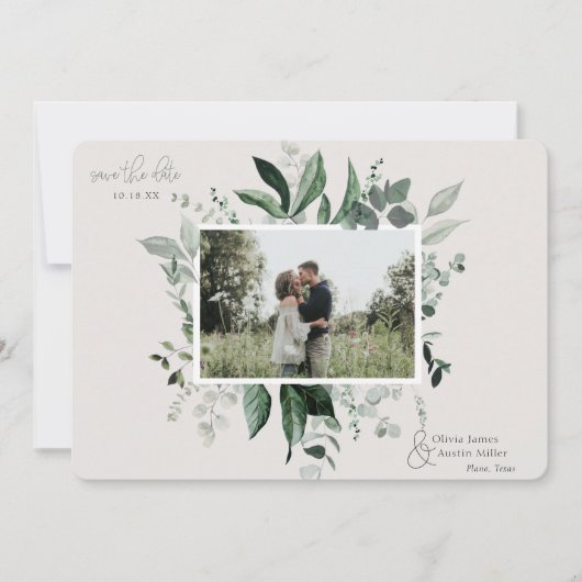 Botanisches Foto mit Blattgrün Save the Date (Vorderseite)