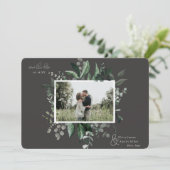 Botanisches Foto mit Blattgrün Save the Date (Stehend Vorderseite)