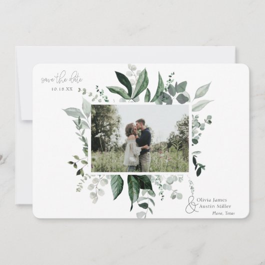 Botanisches Foto mit Blattgrün Save the Date (Vorderseite)