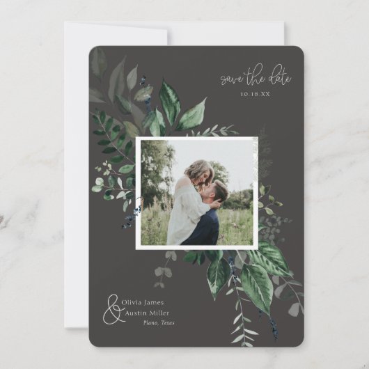 Botanisches Foto mit Blattgrün Save the Date (Vorderseite)