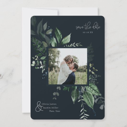 Botanisches Foto mit Blattgrün Save the Date (Vorderseite)