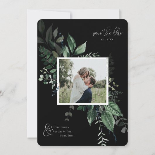 Botanisches Foto mit Blattgrün Save the Date (Vorderseite)