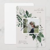 Botanisches Foto mit Blattgrün Save the Date (Vorne/Hinten)