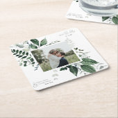 Botanisches Foto mit Blattgrün Save the Date Rechteckiger Pappuntersetzer (angewinkelt)