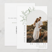 Botanisches Foto mit Blumenbogen QR-Code Hochzeit Save The Date (Vorne/Hinten)