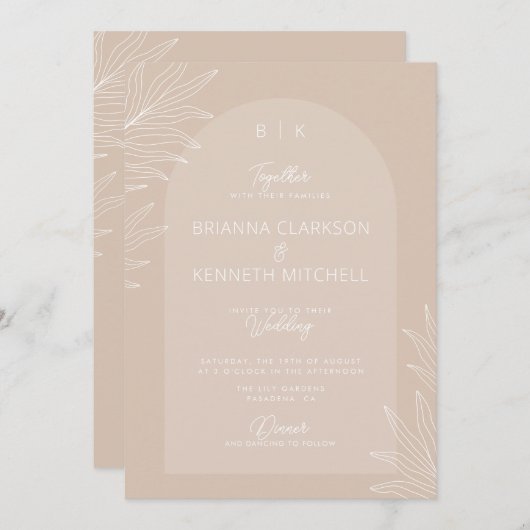 Botanisches Foto mit neutralem Farbbogen Einladung (Vorne/Hinten)